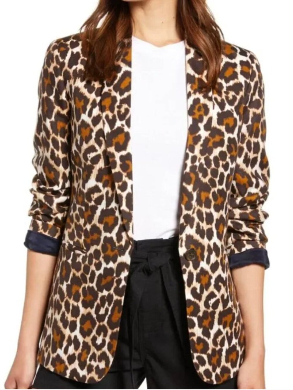 J.Crew Parke Leopard Print Linen Blend Blazer
